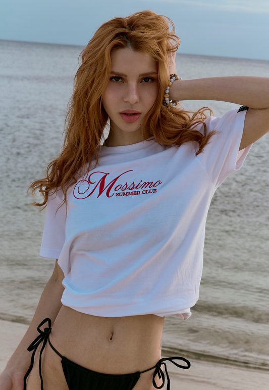 Mossimo White Classic Fit Tee w/ Embroidery Round Neck For Women