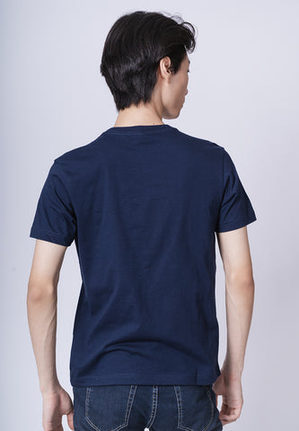 Mossimo Navy Blue Basic Round Neck with High Density Print Muscle Fit Tee