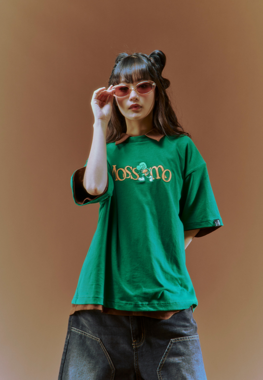 Mossimo Schnozy Green Basic Round Neck Cropped Fit Tee Unisex