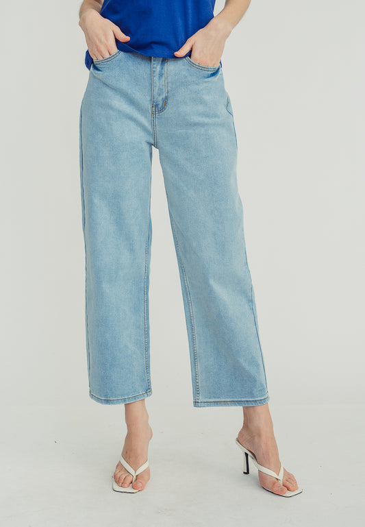 Mossimo Annie Medium Blue Wide Leg Low Rise Jeans