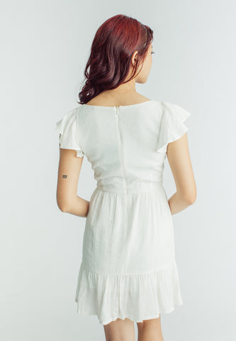Mossimo Clara White Tiered Dress with Flounce Sleeves