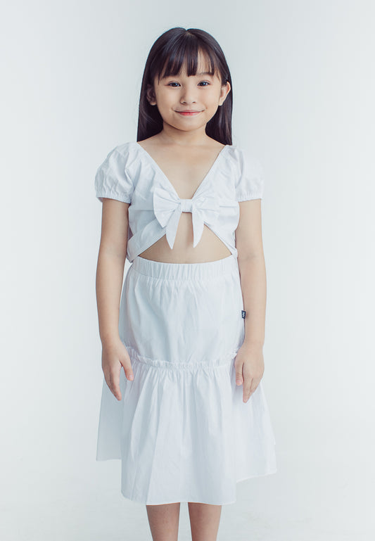 Mossimo Kids Sheniah White Puff Sleeve Tie Front Top and Ruffle Hem Skirt Set
