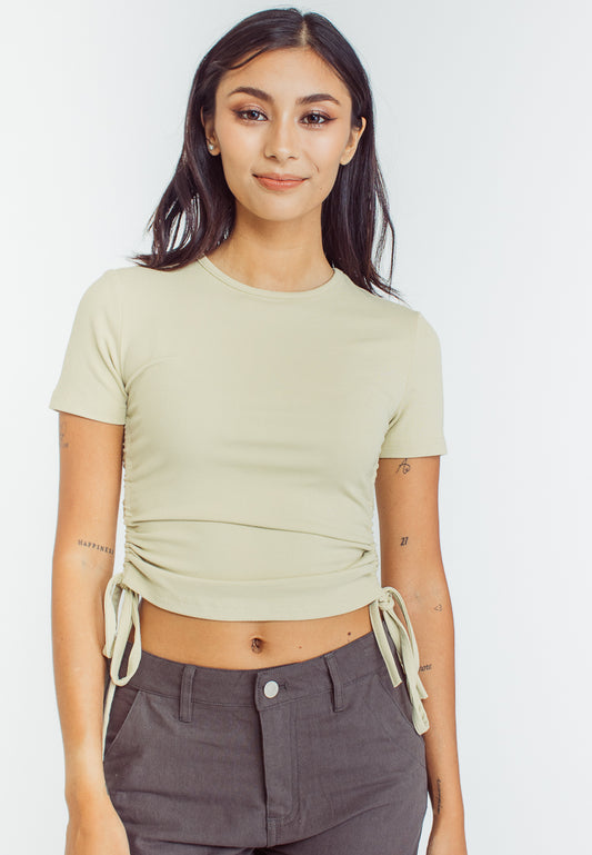 Mossimo Monica Fog Green Ruched Top