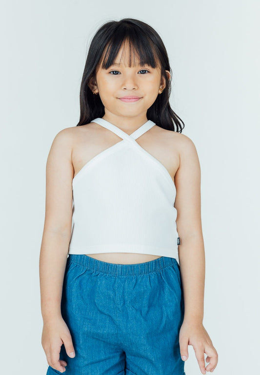 Mossimo Kids Yen White Cropped Halter Top and Denim Shorts Set