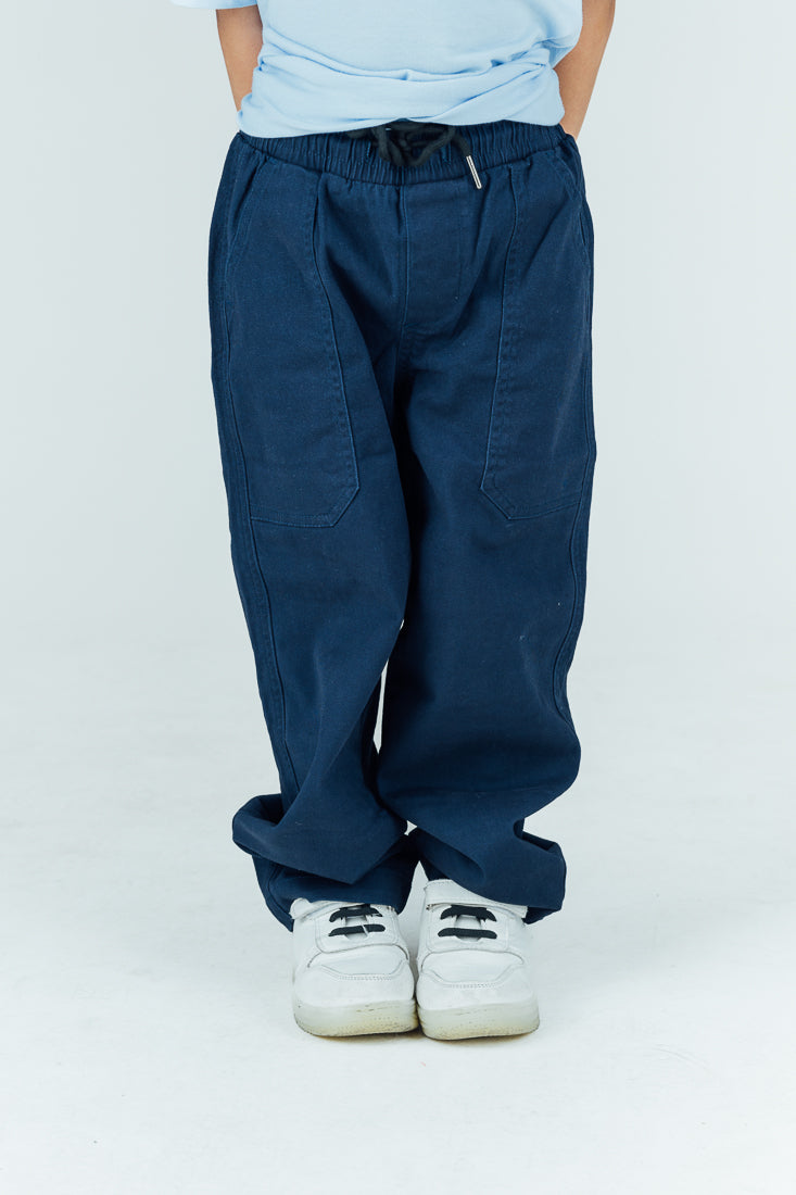Mossimo Kids Migz Navy Blue Tapered Relaxed Jersey Lined Stretch Can