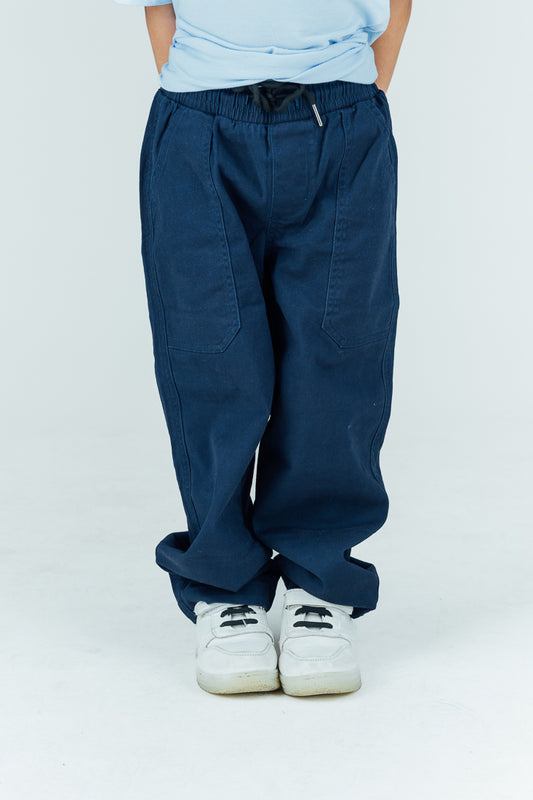 Mossimo Kids Migz Navy Blue Tapered Relaxed Jersey - Lined Stretch Canvas Pants
