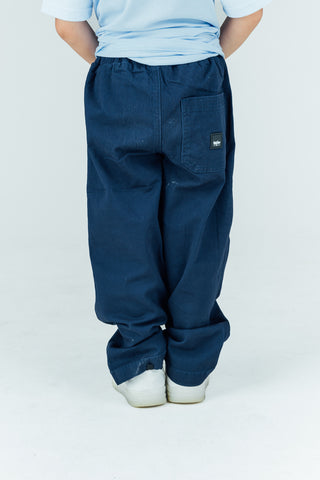 Mossimo Kids Migz Navy Blue Tapered Relaxed Jersey - Lined Stretch Canvas Pants