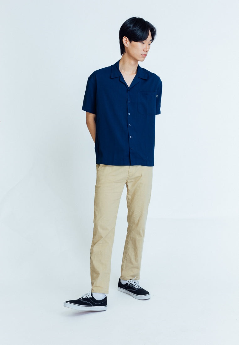 Mossimo Denver Navy Blue Urban Fit Short Sleeve Button Down