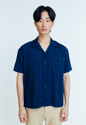 Mossimo Denver Navy Blue Urban Fit Short Sleeve Button Down