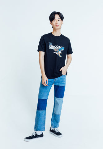 Mossimo Jonas Medium Blue Patchwork Straight Crop Length Jeans