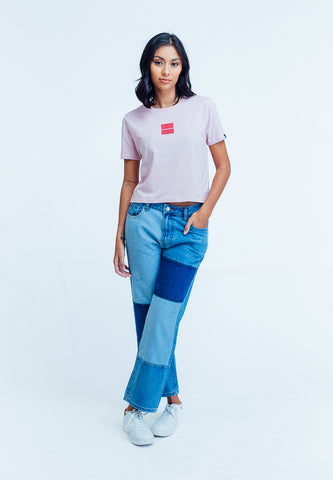 Mossimo Darlyn Light Pink Classic Cropped Fit Tee