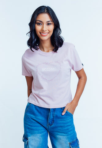 Mossimo Adriana Light Pink Classic Cropped Fit Tee