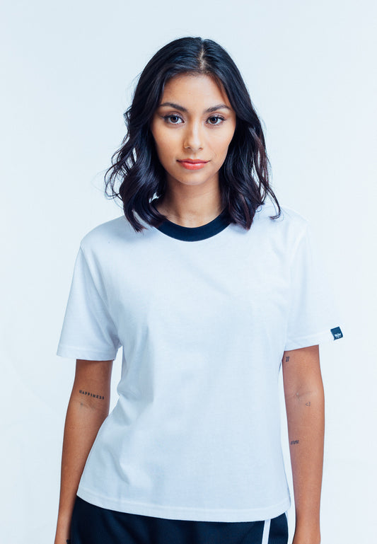 Mossimo Karina White Black Classic Fit Tee