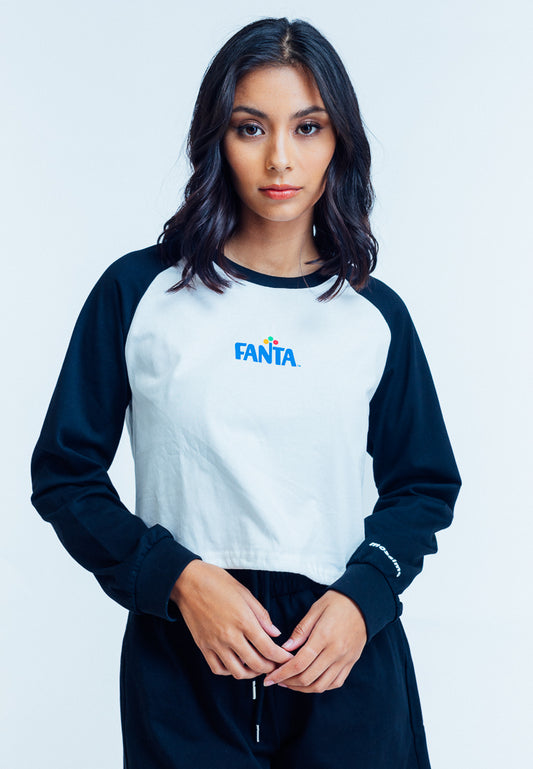 Mossimo Misty Black White Fanta Cropped Raglan Long Sleeves and Regular Mid Short