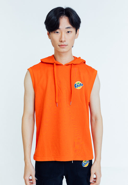 Mossimo Yves Orange Black Sleeveless Hoodie and Regular Mid Short