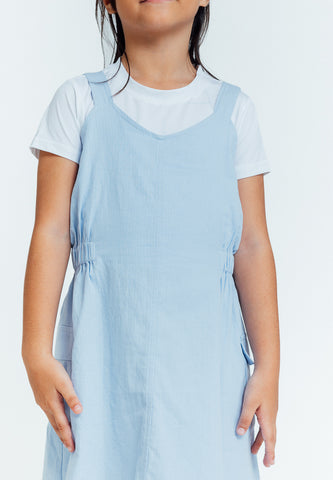 Mossimo Kids Lena Light Blue Dual Pocket Overall Dress with Baby Tee
