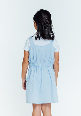Mossimo Kids Lena Light Blue Dual Pocket Overall Dress with Baby Tee
