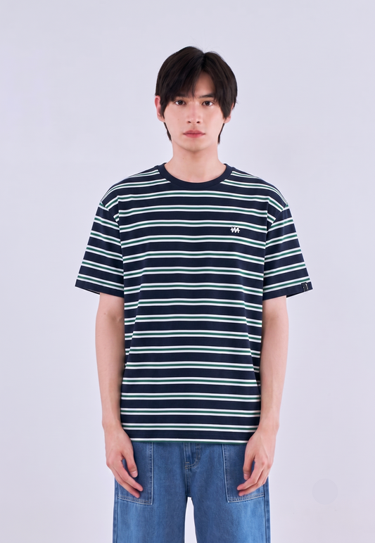 Mossimo Enzo Navy White Stripes Modern Fit Tee