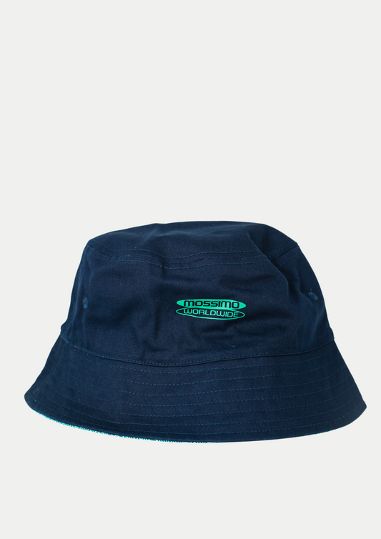 Mossimo White Navy Green Reversible Bucket Hat