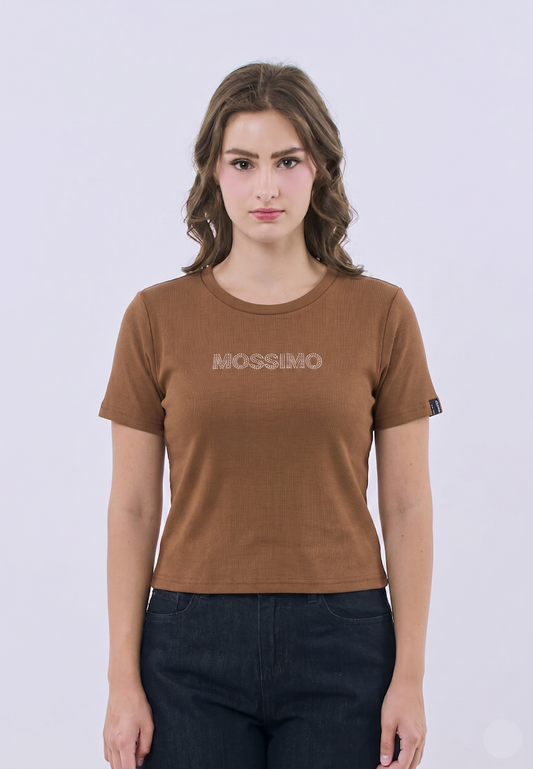 Mossimo Anastasia Rust Classic Cropped Fit Tee For Women