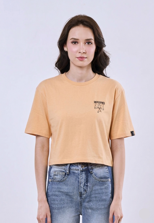 Mossimo Selene Beige Modern Cropped Fit Tee For Women