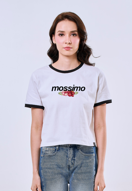 Mossimo Bria White Floral Classic Fit Tee For Women
