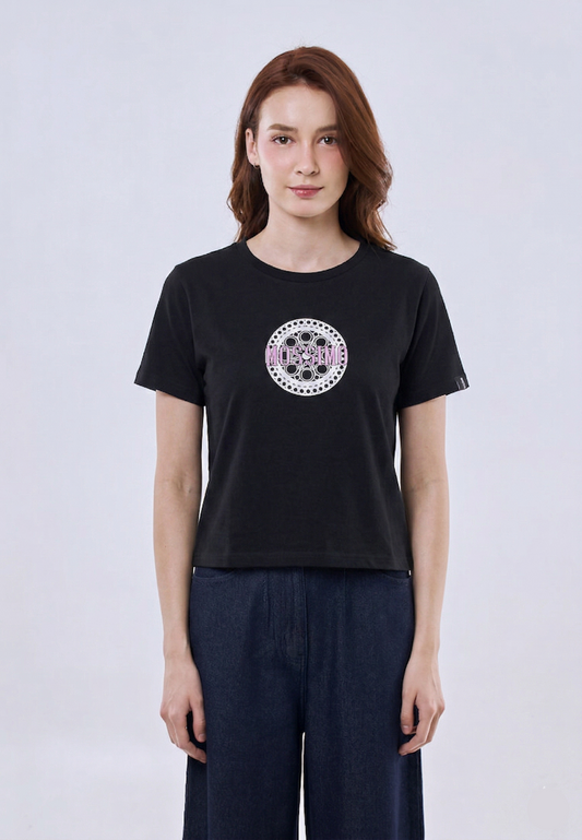 Mossimo Yvette Black Classic Cropped Fit Tee For Women