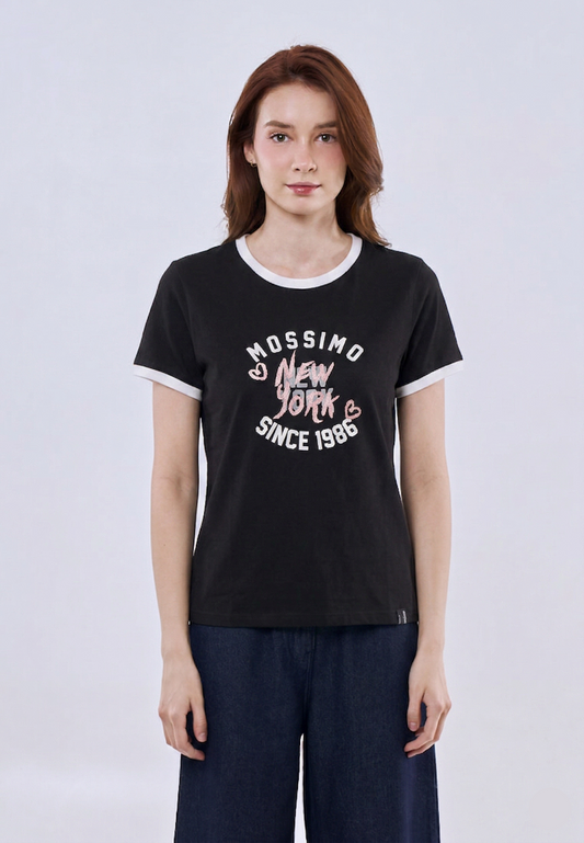 Mossimo Tahlia Black Classic Fit Tee For Women