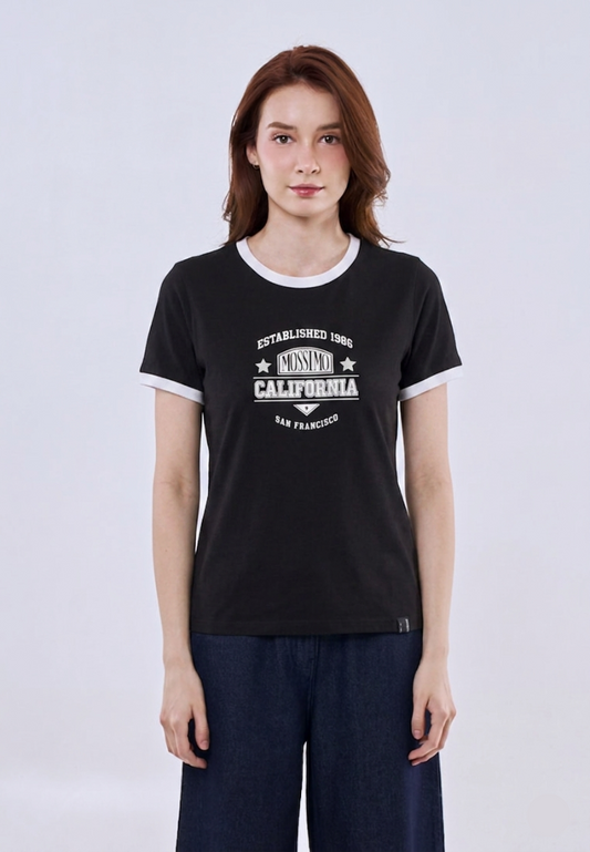 Mossimo Zinnia Black Ringer Classic Fit Tee For Women