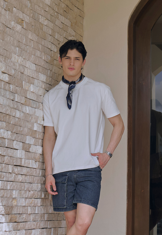 Mossimo Duke White Urban Fit Tee Premium Round Neck For Men