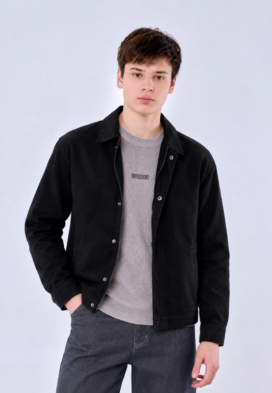 Mossimo Men's Black Patch Logo Modified Boxy Fit Jacket