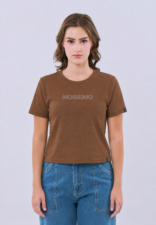 Mossimo Anastasia Rust Classic Cropped Fit Tee For Women