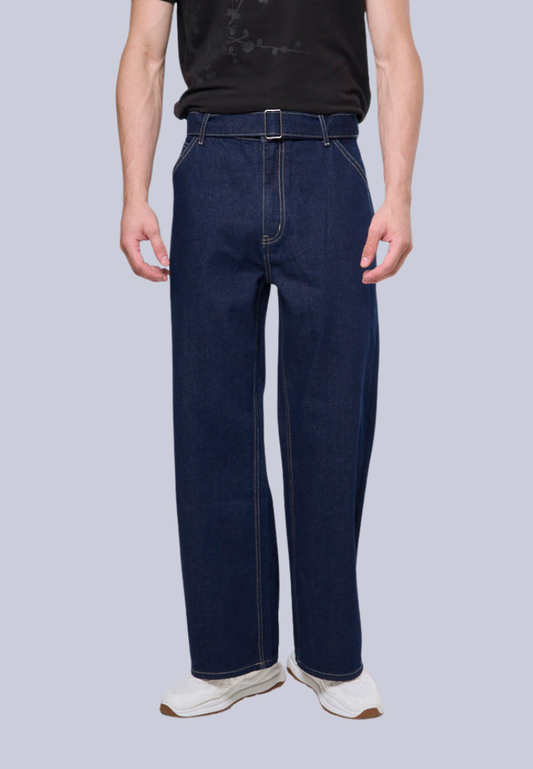 Mossimo Caelan Dark Blue Straight Fit Belted Jeans