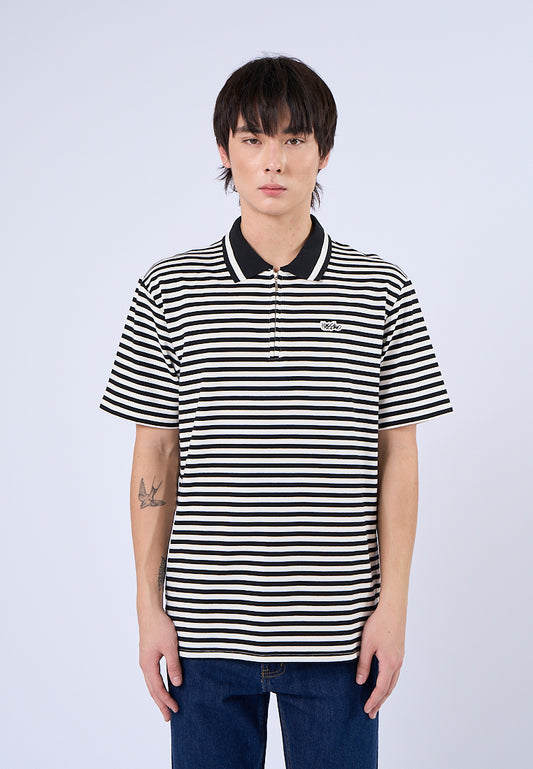 Mossimo Jareth Black White Stripes Polo Tee