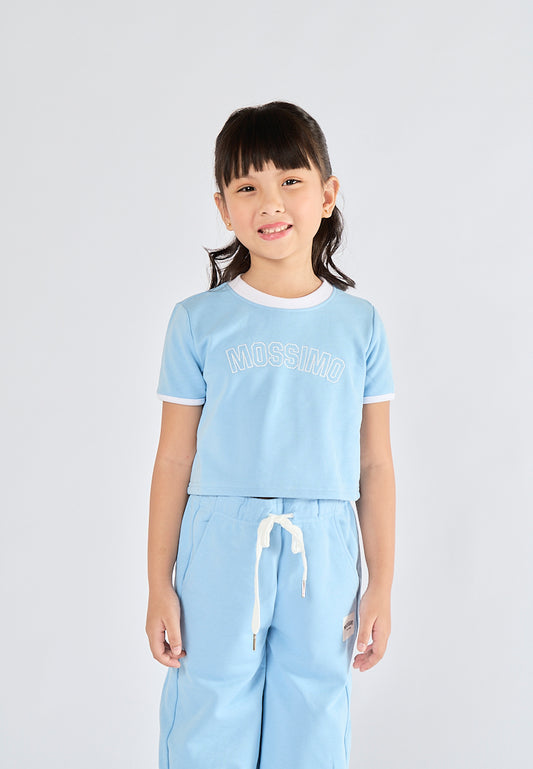 Mossimo Kids Lyssa Light Blue Cropped Top and Elastic Waistband Pants