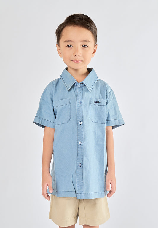 Mossimo Kids Iggy Denim Blue Short Sleeve Woven Top