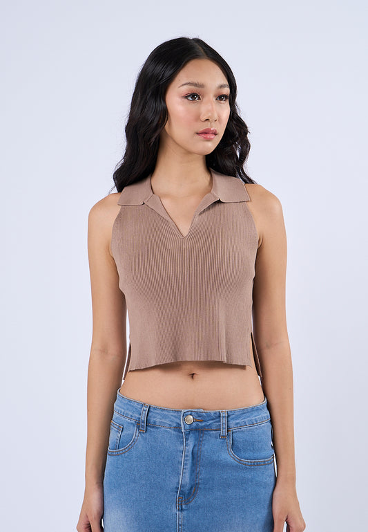 Mossimo Georgia Almond Brown V Neck knitted Vest