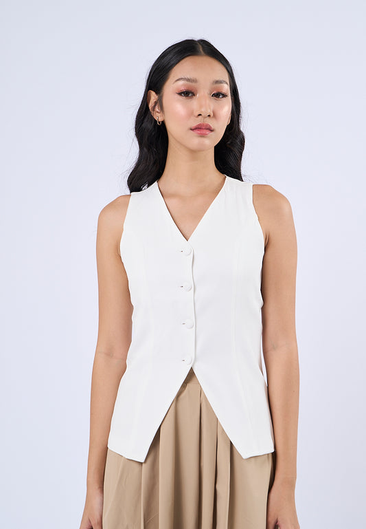 Mossimo Cady White Sleeveless Fitted Vest