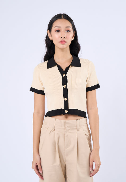 Mossimo Chelsea Off White Black Cardigan Cropped Top