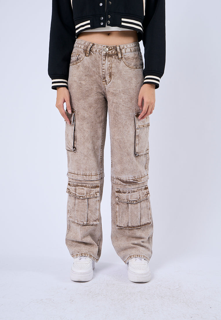 Mossimo Ysabelle Light Brown Washed Loose Mid Rise Cargo Pants