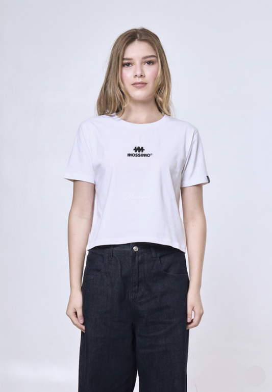 Mossimo Lydia White Classic Cropped Fit Tee