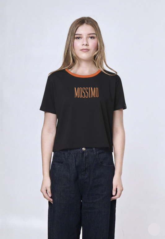 Mossimo Azaria Black Ringer Classic Cropped Fit Tee