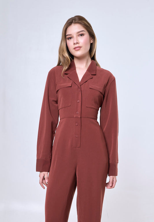 Mossimo Elodie Maroon Tailored Jumpsuit