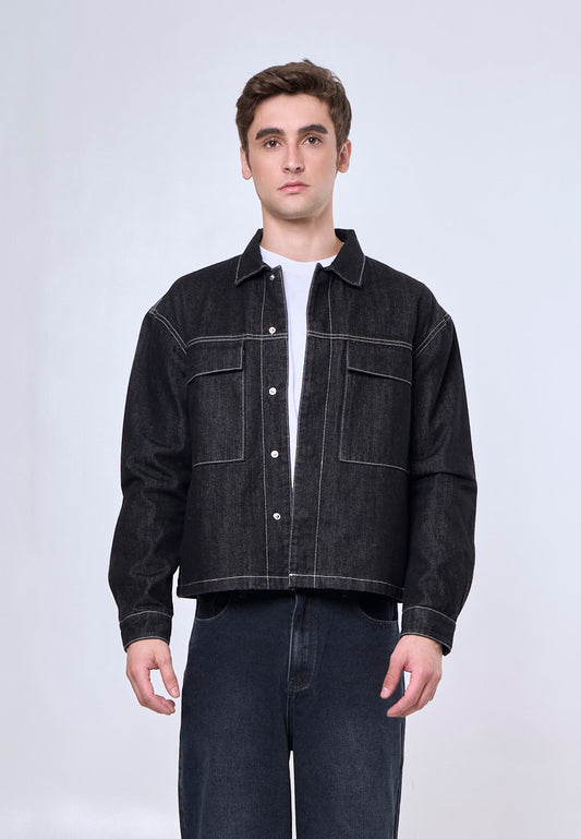 Mossimo Jonathan Black Boxy Denim Jacket For Men
