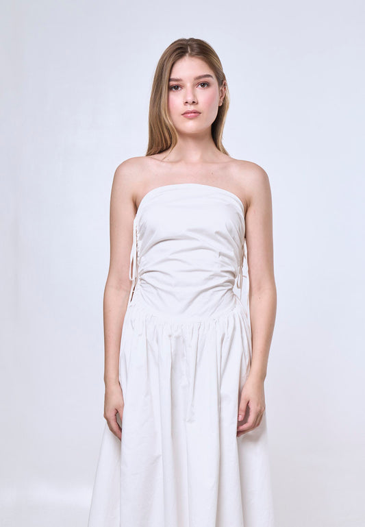 Mossimo Minerva Off White Shirred Midi Dress