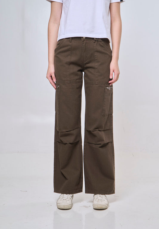 Mossimo Ezra Brown Mid Rise Wide Leg Pants