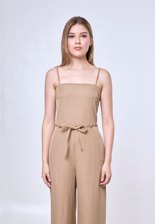 Mossimo Willow Mocha Square Neck Jumpsuit w/Tie For Women