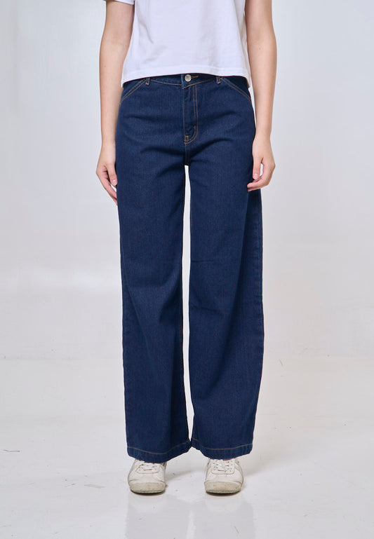 Mossimo Sarah Dark Blue Mid Rise Straight Loose Fit Jeans