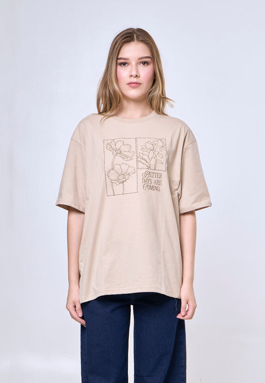 Mossimo Carmen Macadamia Oversized Fit Tee