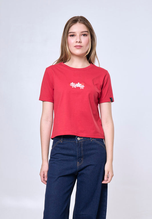 Mossimo Rowena Red Classic Cropped Fit Tee